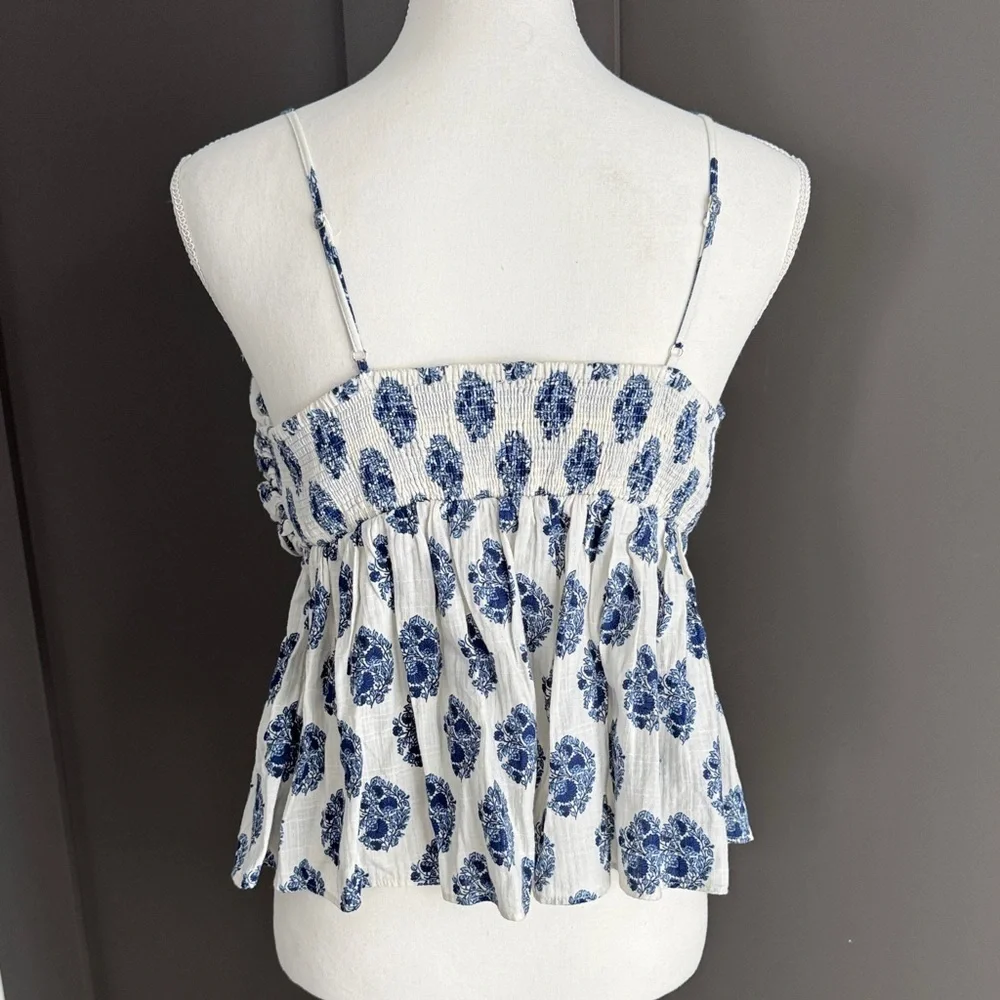 J Crew Gathered Lurex® gauze camisole in gathered floral block print Sz 6